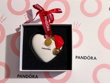 Pandora White Heart With Red Santa Hat Christmas Tree Ornament 2025 🎄