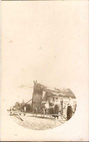 Real photo horse drawn buggy - -,