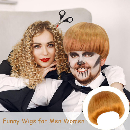 Short ginger bowl cut - wig, with
