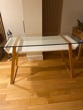 White John Lewis Desk Oak with Glass Top