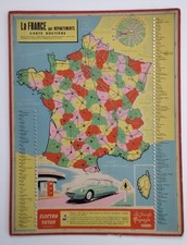 Vintage 1950s French Electro tutor Educational Game- Card  map of France