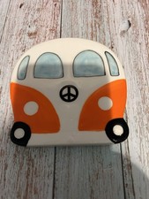RETRO ORANGE CAMPERVAN SHAPED CERAMIC CAMPERVAN DRINKS COASTER (4.5”)