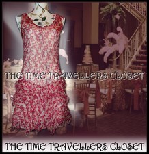 NEW Kate Moss Topshop Floral Red Cream Cherry Mini Dress 20s 30s Flapper UK 8 36