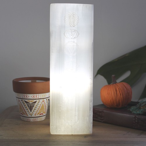 Selenite block lamp 25cm - selenite,