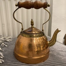 Copper Vintage Kettle Wooden