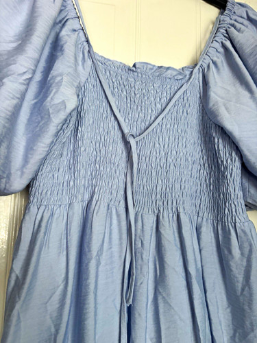 Papaya blue smocked - smocked, square