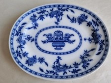 Early Antique Minton Delft Blue Ironstone Plate Platter 1870's WS mark 27.5cm
