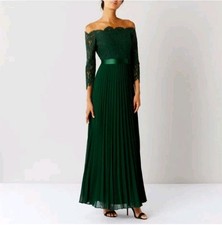 Coast Imi Lace Bridesmaid Dress Green Pleated Maxi UK 16 Occasion Wedding Guest 