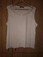 Bonmarche White Vest Top Lace Neckline L