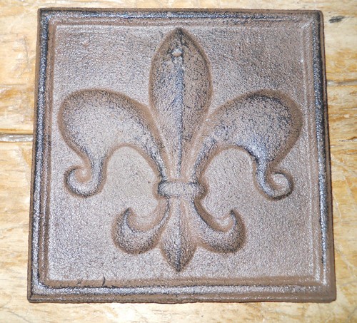 Cast iron fleur lis plaque - fleur, de