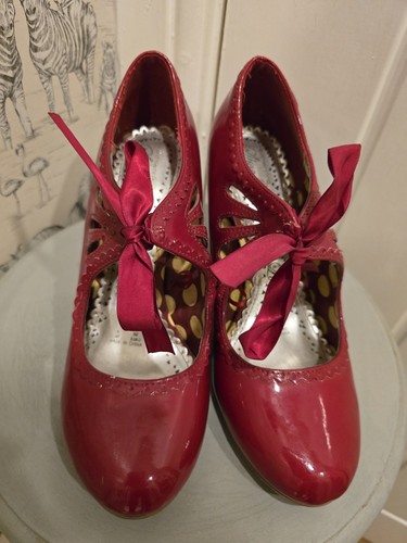 Red patent rockabilly mary - patent,