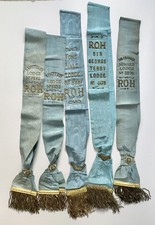 5 Antique Mason Sashes,  Gold