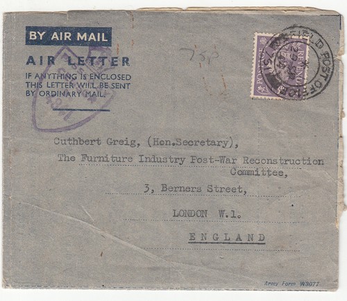 Ww2 censored air letter - gb:,
