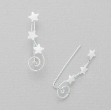 925 Sterling Silver Star Swirl Ear Vine Climber Crawler Stud Earrings GiftBag UK