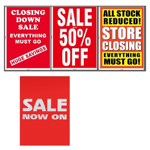 Printed closing down - closing, sale