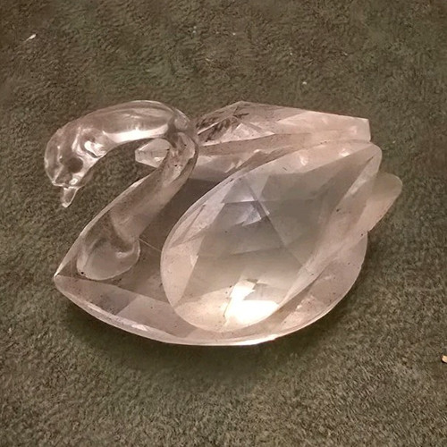 Clear glass swan figurine - swan,