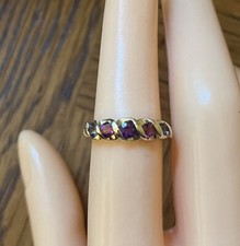 9ct Yellow Gold 0.25ct Amethyst & 0.2ct Ruby Eternity Ring, UK size L 1/2
