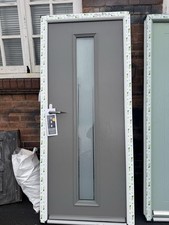 Brand New Mouse Grey Composite Door In White Frame- 900 X 2065 Mm