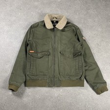 Superdry Jacket Mens Large Green Military Army Sherpa Collar G1 Flight Bomber