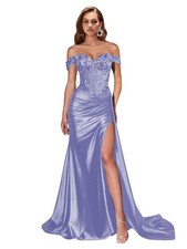 Lace Applique Satin Prom