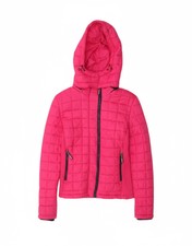 SUPERDRY Womens Hooded Padded Jacket UK 14 Large Pink Nylon AT06