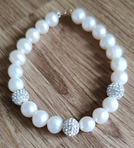 Pearl diamante bracelet with - pearl,