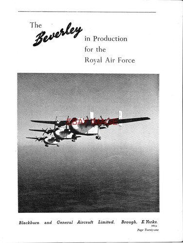 Blackburn beverley raf - 'beverley',