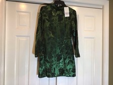 Zara NWT Green Satin Dress LS