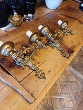 Pair of Vintage French Wall Lights Sconces Rococo Style Heavy Brass
