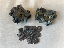 Bismuth Rainbow Like Metal Mineral Cluster Ornaments Set of 3 Collectors Item 