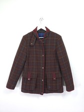 Ness Jacket Size 12 Brown Pink Check Wool Blend Field Coat Hunting Country