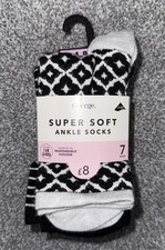 BNWT GEORGE @ ASDA PLAIN PATTERN SUPER SOFT ANKLE SOCKS SIZE 4-8 RRP £8 SOLD OUT