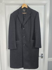 Mens Vintage Charcoal Dunn &Co Wool Long Overcoat Size XL