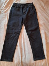 DG2 by Diane Gilman Virtual Stretch Denim Straight Leg Cropped Jeans Black