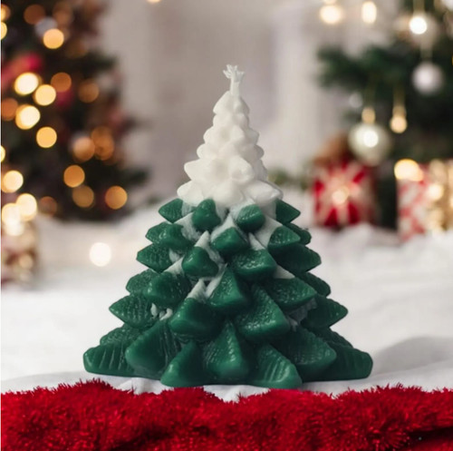 Handmade christmas tree candle - christmas,