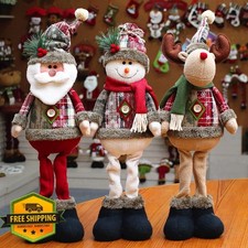 Christmas Santa Claus Snowman Plush Doll Stretchable Long Legs Xmas Home Decor