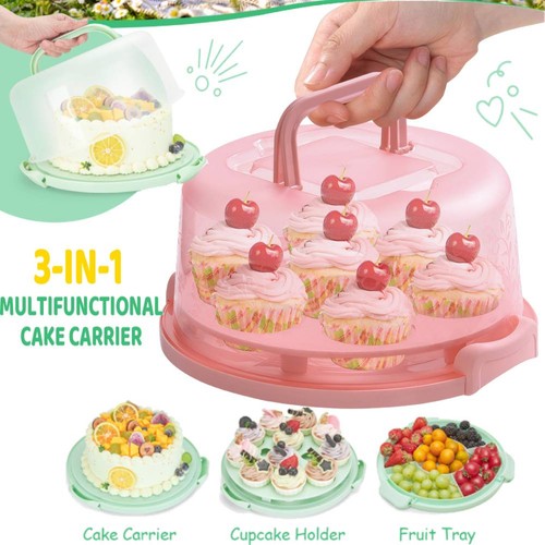 Plastic cake box round - round,