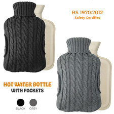 Hot Water Bottle With Cover Luxury Soft Fluffy 2L High Quality Rubber Fleece