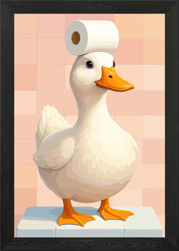 Duck with toilet paper - toilet,