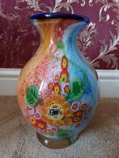 ANTIQUE MURANO Fratelli Toso Venetian Millefiori Italian Hand-Blown Glass Vase