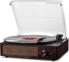 Bluetooth Vinyl Record Player,3-Speed Turntable with Stereo Speakers A