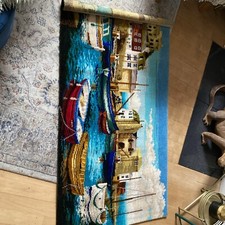 rug carpet Hanging  vintage retro rectangular old rare nautical  Axminister