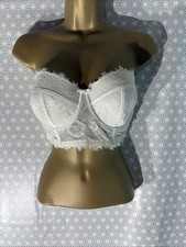 Womens George Uk 36D White Floral Lace Strapless Padded Underwired Basque Bra