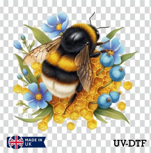 Floral bee honey comb uv - floral,