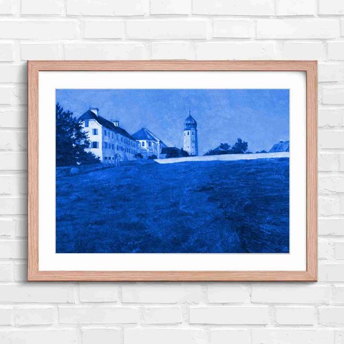 Green countryside with tower - with,