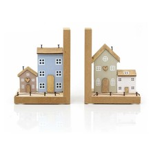 Wooden House Bookends | Pair