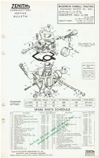 McCORMICK FARMALL BM/SUPER BM TRACTOR ZENITH 30G-3 CARB SERVICE GUIDE/PARTS LIST