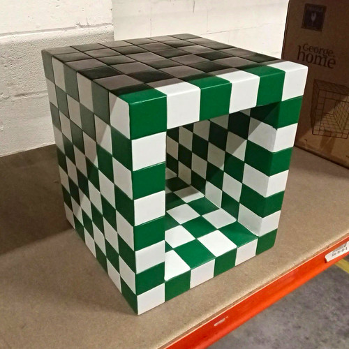 Green white checkerboard - white,