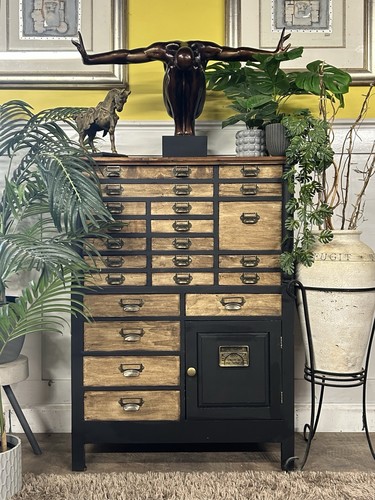 Ebonised collectors drawers