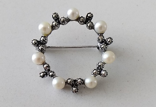 Vintage circle brooch sterling - circle,